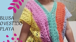 BLUSA O VESTIDO PLAYA CROCHET muy SENCILLO 🥳🌺💚 [upl. by Halford901]