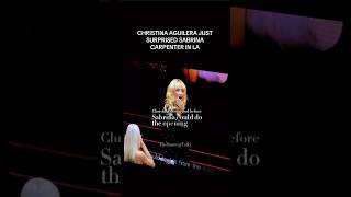 Christina Aguilera is BEHIND YOU Sabrina Carpenter surprised at concert 😍 celebrity singer [upl. by Keelin]