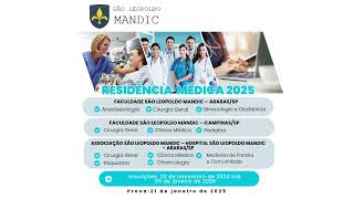 RESIDÊNCIA MÉDICA  2025 na FACULDADE SÃO LEOPOLDO MANDIC  CAMPINAS [upl. by Zaneta]