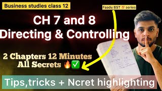 DIRECTING and CONTROLLING One ShotTips ampTricks Class 12 Business Studies  Chapter 7 and 8 [upl. by Entsirhc302]