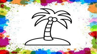 Как просто нарисовать ПАЛЬМУРисунокраскраска для детей ПАЛЬМАHow to draw palm tree [upl. by Maitilde601]