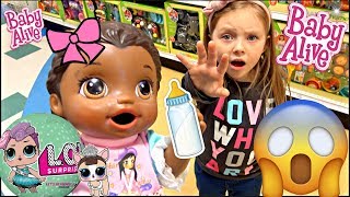 BABY ALIVE goes to TOYS R US The Lilly and Mommy Show The TOYTASTIC Sisters FUNNY SKIT [upl. by Ardnuasal929]