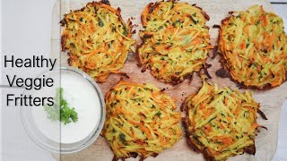 Healthy Crispy Veggie Fritters  Oven Baked  Zucchini Rösti [upl. by Aramac]