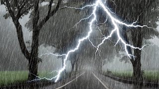 Sleep Instantly in 3 Minutes with Heavy Rain Lightning Strong Wind amp Rumble Thunderstorm at Night [upl. by Notsirk]