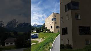 Youth Hostel and mountains in Scuol Engadin Switzerland [upl. by Ayit]