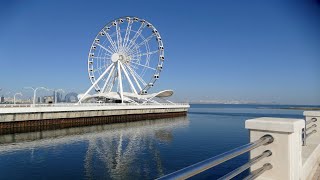 Baku Boulevard promenade and the Caspian Sea Azerbaijan 4K [upl. by Laith]