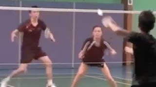 BadmintonMixed Doubles 1 Strategy for when Male Partner is Serving Low [upl. by Wrench]