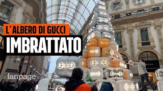 Albero di Gucci imbrattato da Ultima Generazione quotNo al lusso sì ai fondi per l’ambiente” [upl. by Jasen]