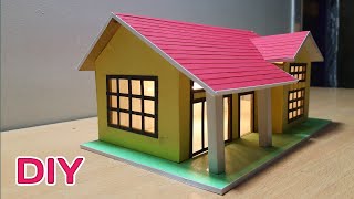 How To Make House With Cardboard Easy  Diy Simple Miniature House [upl. by Eatnuahs]