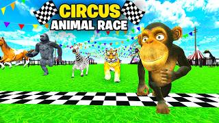 CIRCUS ANIMAL RACE  Elephant Horse Lion Zebra Tiger Cow  Planet Zoo Race  Animal Race [upl. by Aitnahc418]