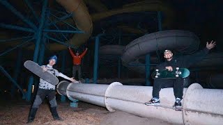 OVERNIGHT IN ABANDONED WATER PARK Incredibly Dangerous [upl. by Aineval469]