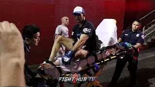 WATCH RORY MACDONALD GET LOADED INTO AMBULANCE AFTER BELLATOR TITLE WIN [upl. by Nomar872]