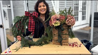 Lets Make a Holiday Wreath amp Door Basket  Martin House Flowers [upl. by Berky431]