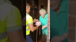 Garbage Men Surprise Lady With A Cake For Her 100th Birthday Day [upl. by Atteynot536]