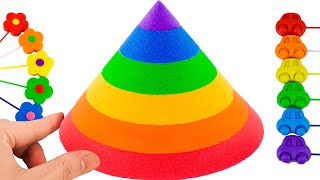 Satisfying Video  How To Make Kinetic Sand Rainbow Pyramid Cutting ASMR  Yo Yo Candy [upl. by Enytsirhc]