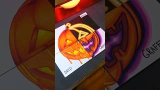 Pumpkin drawing with graffiti techniques 🎃 ✨️ [upl. by Attebasile]