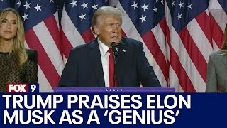 Trump praises Elon Musk as a genius in victory speech [upl. by Thirion]