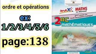 ordre et opérations maxi maths 2AC exercices 123456 page 138 [upl. by Htepsle]