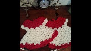 Crochet Dress Potholder Part 1 DIY Tutorial [upl. by Eittod247]