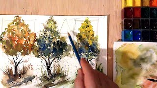 Acuarela Consejos y técnicas para pintar Árboles  Watercolor Trees [upl. by Poppas]