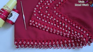 crochet dupatta lace pattern 🔥👌 new qureshia design dupatta 🔥 crochet dupatta lace pattern moti 🔥 [upl. by Forland]