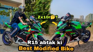 Yamaha R15 wrap abtak ki Best Modification Bike  zx10r Copy ☠️viralvideo [upl. by Llecrup]