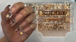 🤎Chocolate Hearts 🍫 ✨Polygel  Nail art [upl. by Rainwater]