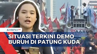 Beginilah Situasi Terkini Demo Buruh di Patung Kuda Lalin Jalan Merdeka Barat Dialihkan [upl. by Bowler]