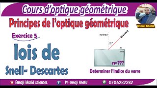 Calcul de lindice dun milieu par Lois de Snell Descartes [upl. by Eelyr]