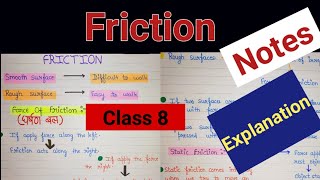 Friction class 8 science  Class 8 science friction  Friction class 8 notes  Friction class 8 [upl. by Cottle959]