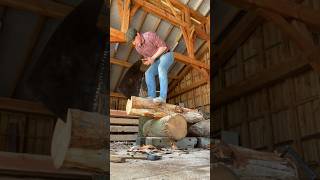 Sawing a plank with a Japanese Whaleback Saw handtools ireland woodwork whalebacksaw japanese [upl. by Wetzel841]