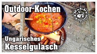 Ungarisches Kesselgulasch  OutdoorKochen  Rezept  Hobbyfamilie [upl. by Asyram47]