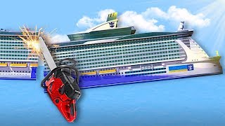 CUTTING A SHIP IN HALF  Floating Sandbox Gameplay  Sinking Ship Game [upl. by Adelbert228]