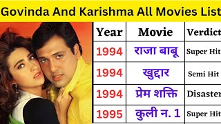 Govinda and karishma kapoor all movie list  karishma kapoor govinda ki film  Govinda all movie [upl. by Hegyera493]