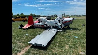 EAA AirVenture Oshkosh 2023  Midair collision between ELA gyro amp Rotorway helicopter [upl. by Ainimre]