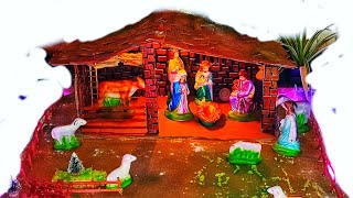 Christmas crib makingsimple and easy xmas cribxmas crib making ideasdiy Christmas nativity [upl. by Dnamron]