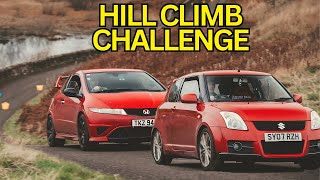 CIVIC TYPE R Vs SWIFT SPORT HILL CLIMB HOT HATCH RACE [upl. by Yelahc259]