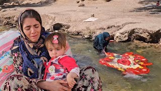 Going to the jungle river to wash carpets and blankets  Nomadic lifestyle documentary [upl. by Asfah228]