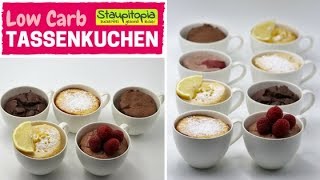 3 Low Carb Tassenkuchen Rezepte ohne Mehl ohne Zucker  Mug Cake Rezepte für Mikrowelle und Ofen [upl. by Mlehliw]