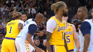 Chris Paul throws elbow at DAngelo Russell so DLo bumps him and they have words 👀 [upl. by Enneibaf]