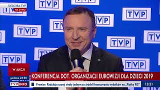 20190306 • 1314 • TVP INFO ▸ Gliwice gospodarzem Eurowizji Junior 2019 • konferencja TVP [upl. by Lolita]