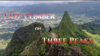 Last climber on THREE PEAKS  Olomana Trail Oahu Hawaii [upl. by Yellas601]