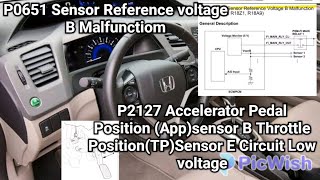 P0651 Sensor Reference voltage B Malfunction P2127 Accelerator Pedal Position Appsensor B [upl. by Ainahpets]