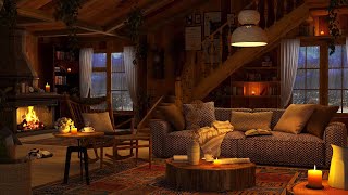 Thunderstorm Sounds amp Crackling Fireplace at Cozy Cabin Ambience [upl. by Baptlsta926]