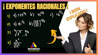 Exponentes Racionales con ejemplos resueltos [upl. by Orella162]