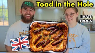 AMERICANS Try BRITISH Toad in the Hole for the FIRST TIME epic fail [upl. by Barrada]