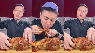 ASMR OVERLORD OX HOOF WITH SPICY GARLIC SAUCE EATING [upl. by Ruthi]