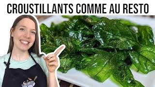 COMMENT FAIRE DES ÉPINARDS FRITS ÉPINARDS CROUSTILLANTS  CRISPY SPINACH  HOP DANS LE WOK [upl. by Adnalohs]