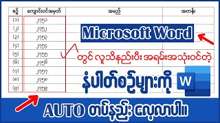 Microsoft Word မှာ လူသိနည်းပီးအရမ်းအသုံးဝင်တဲ့Auto နံပါတ်စဉ်များတပ်နည်း 👇👇 word msword [upl. by Cis241]