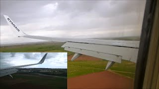 Left and Right wings double view Ryanair B738 Landing at Beziers Airport [upl. by Burrow]